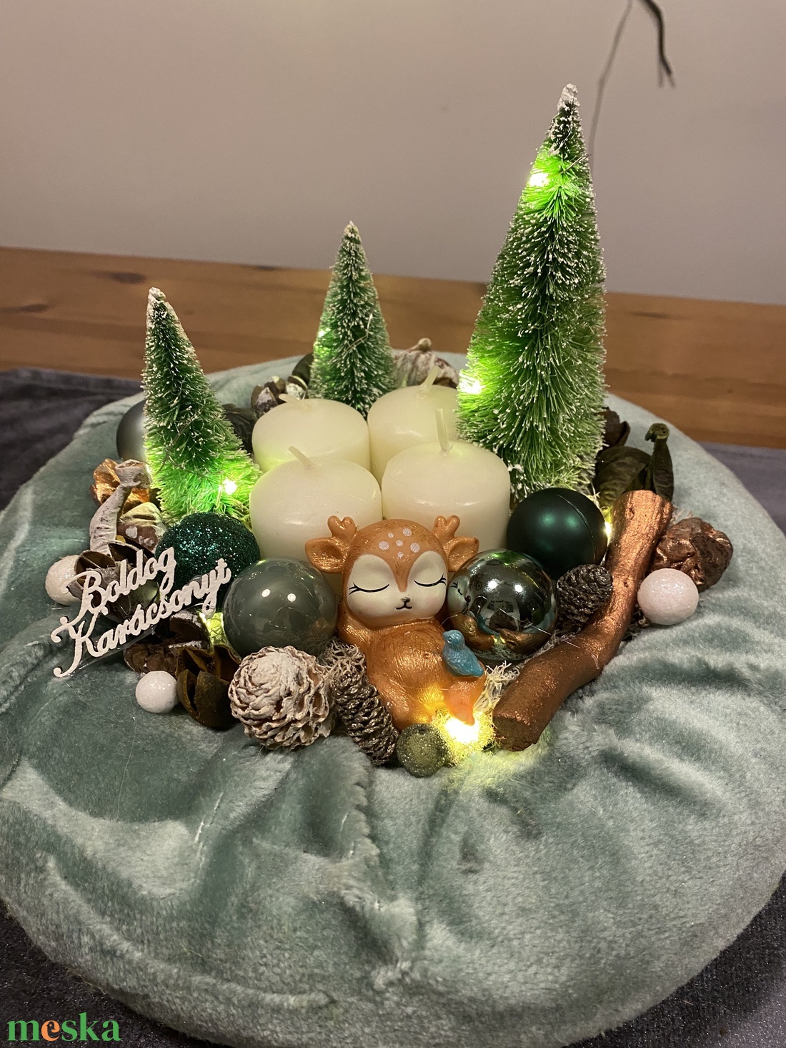 Karácsonyi advent  asztal disz  - karácsony - adventi díszek - adventi koszorú - Meska.hu