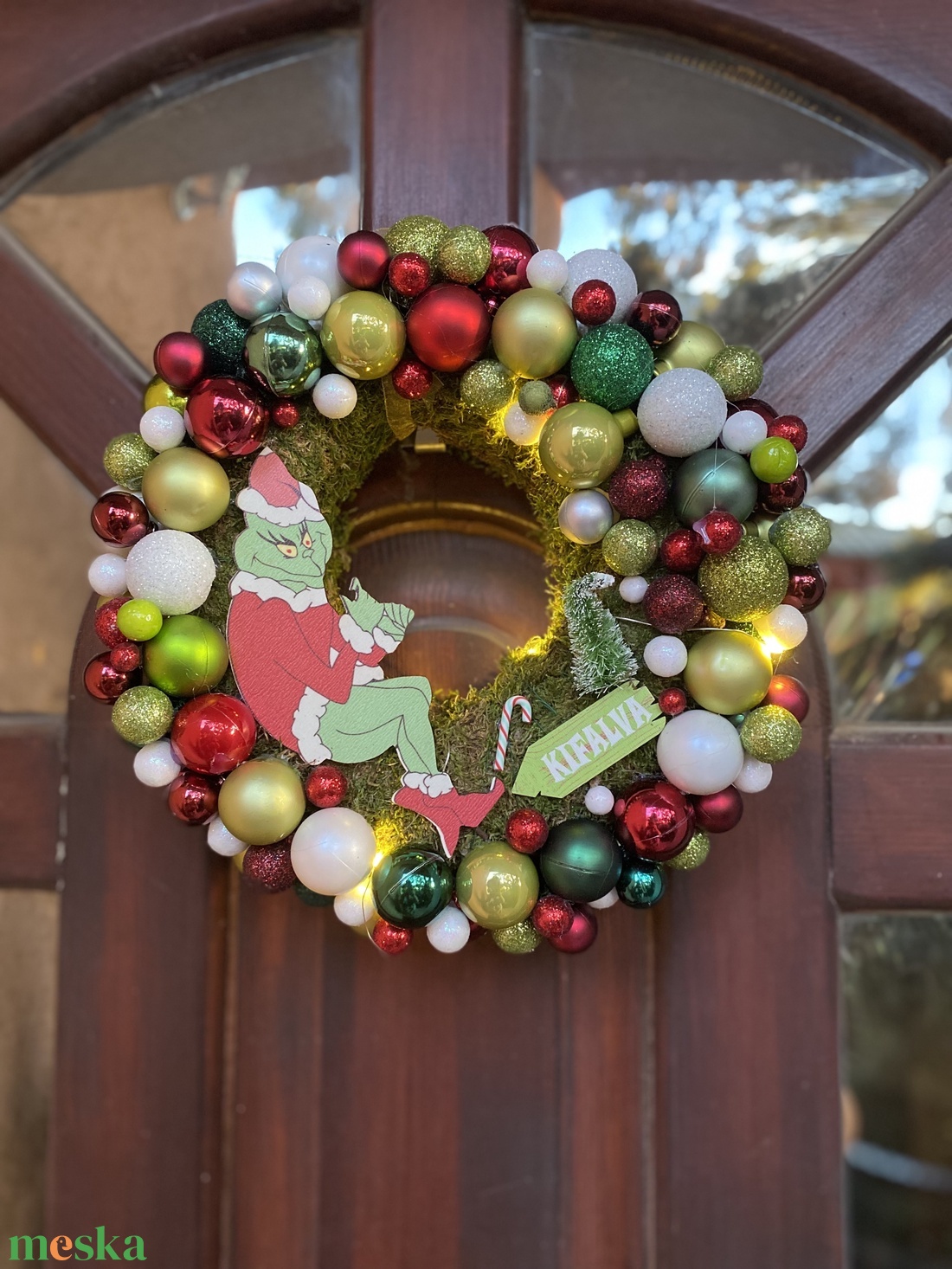 Grincs kopogtató koszorú  - karácsony - adventi díszek - adventi ajtódísz - Meska.hu