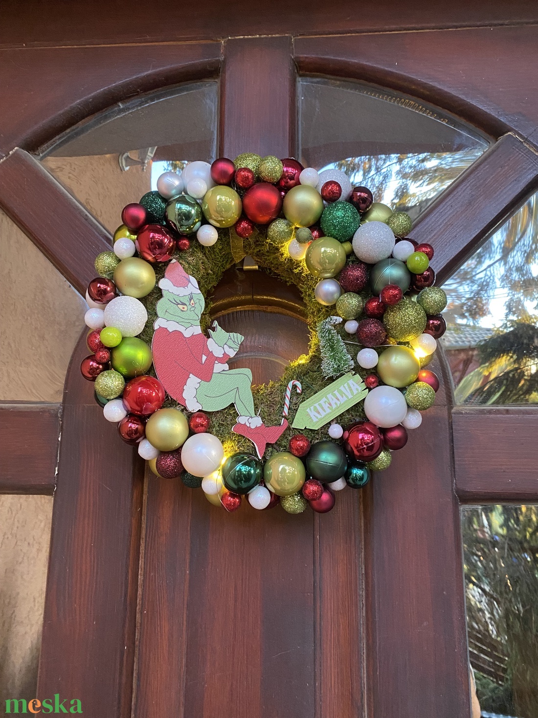 Grincs kopogtató koszorú  - karácsony - adventi díszek - adventi ajtódísz - Meska.hu