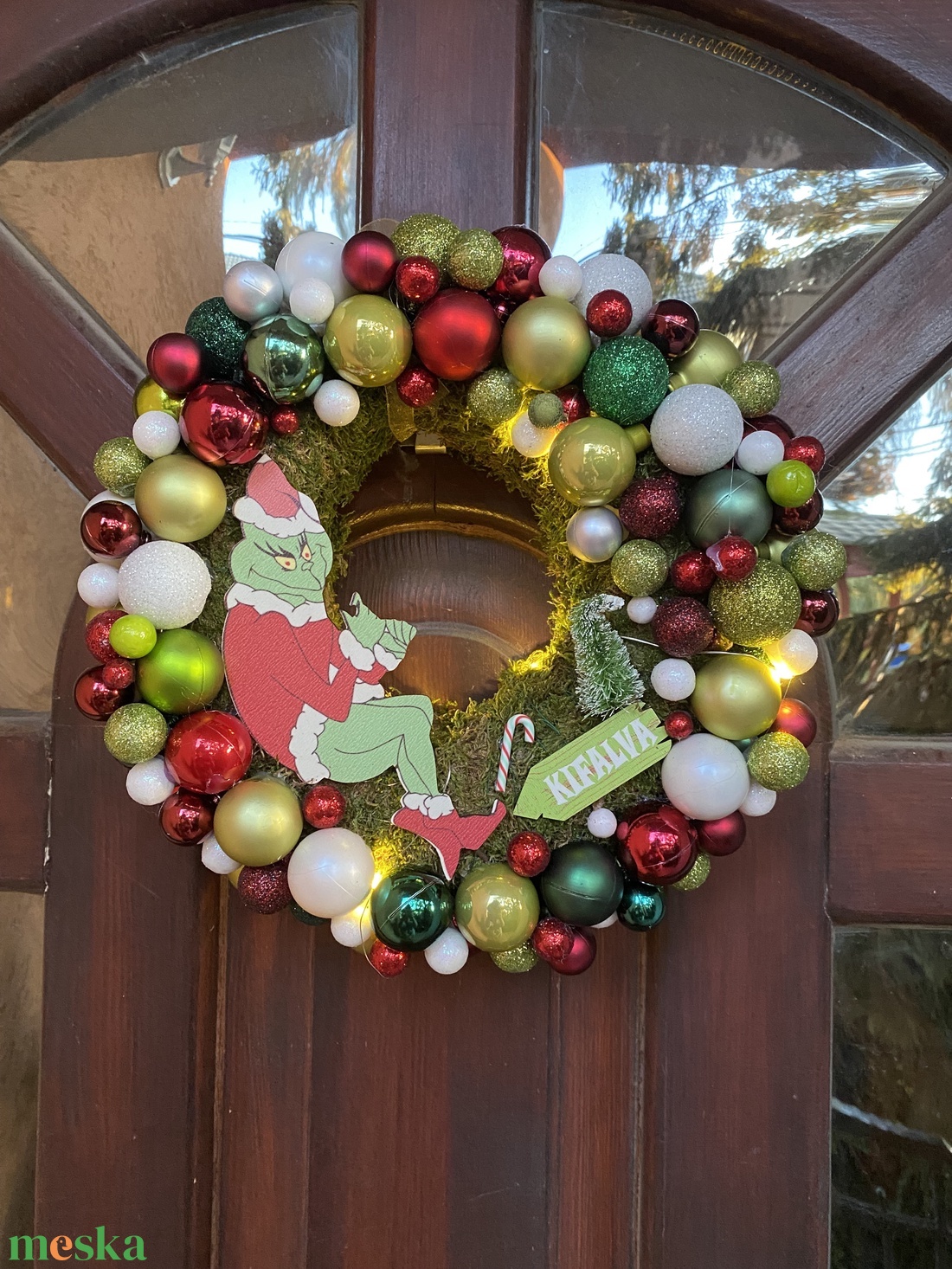 Grincs kopogtató koszorú  - karácsony - adventi díszek - adventi ajtódísz - Meska.hu