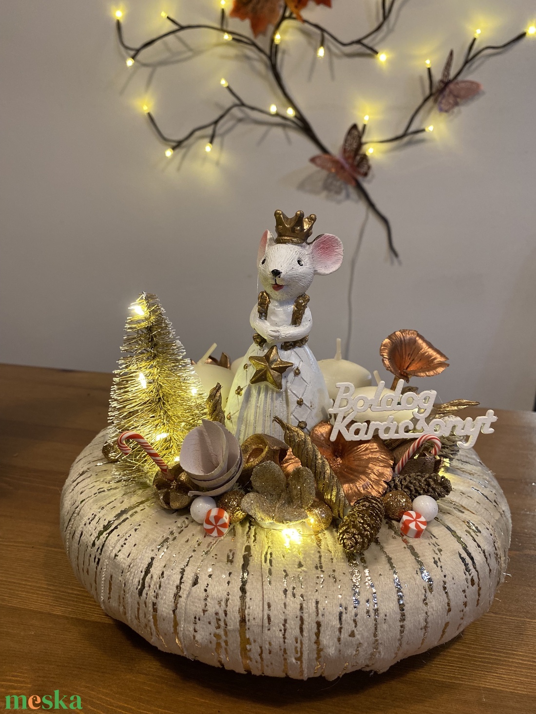  Karácsonyi advent  asztal disz  - karácsony - adventi díszek - adventi gyertyadíszek és koszorúdíszek - Meska.hu