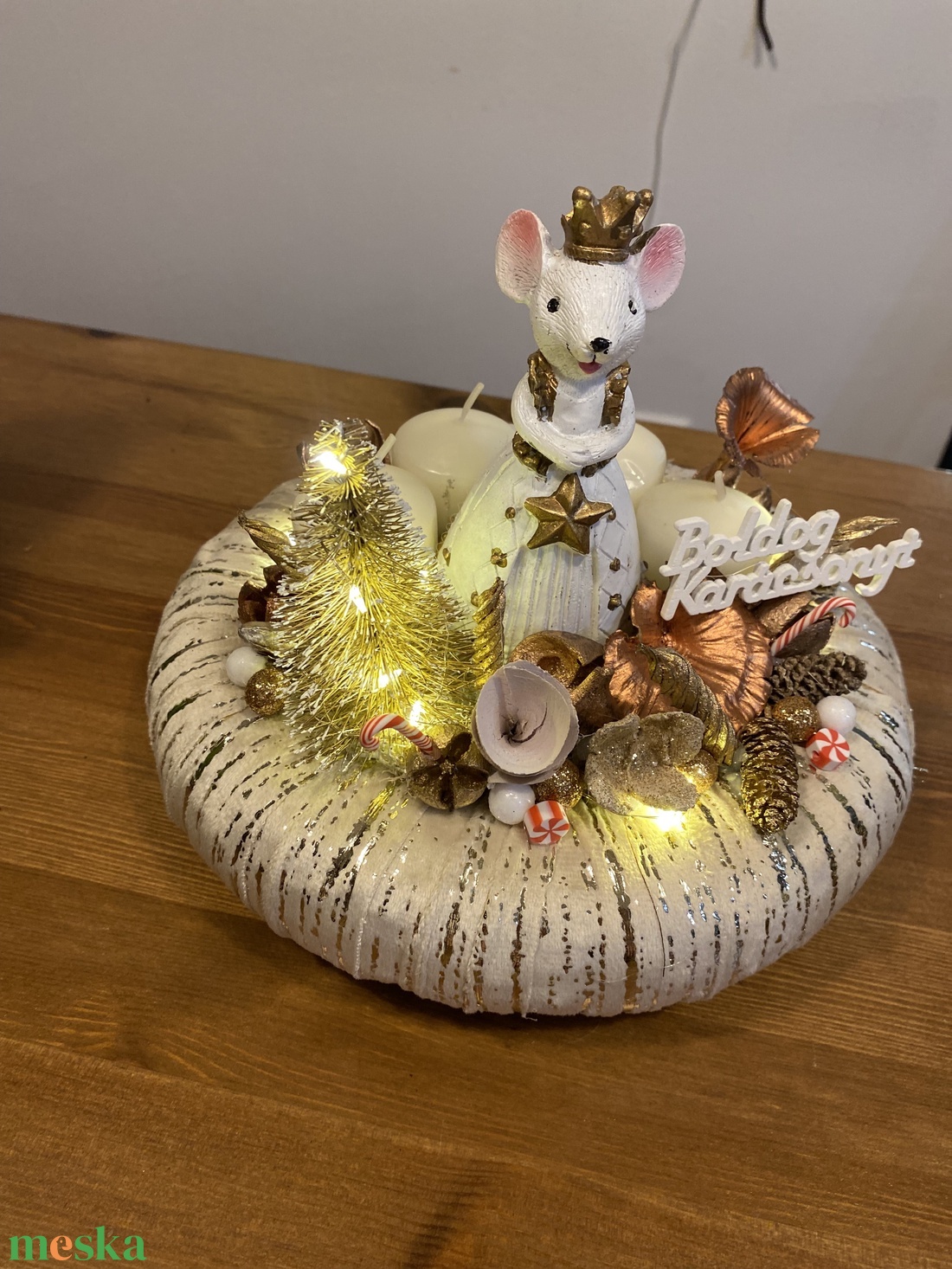  Karácsonyi advent  asztal disz  - karácsony - adventi díszek - adventi gyertyadíszek és koszorúdíszek - Meska.hu