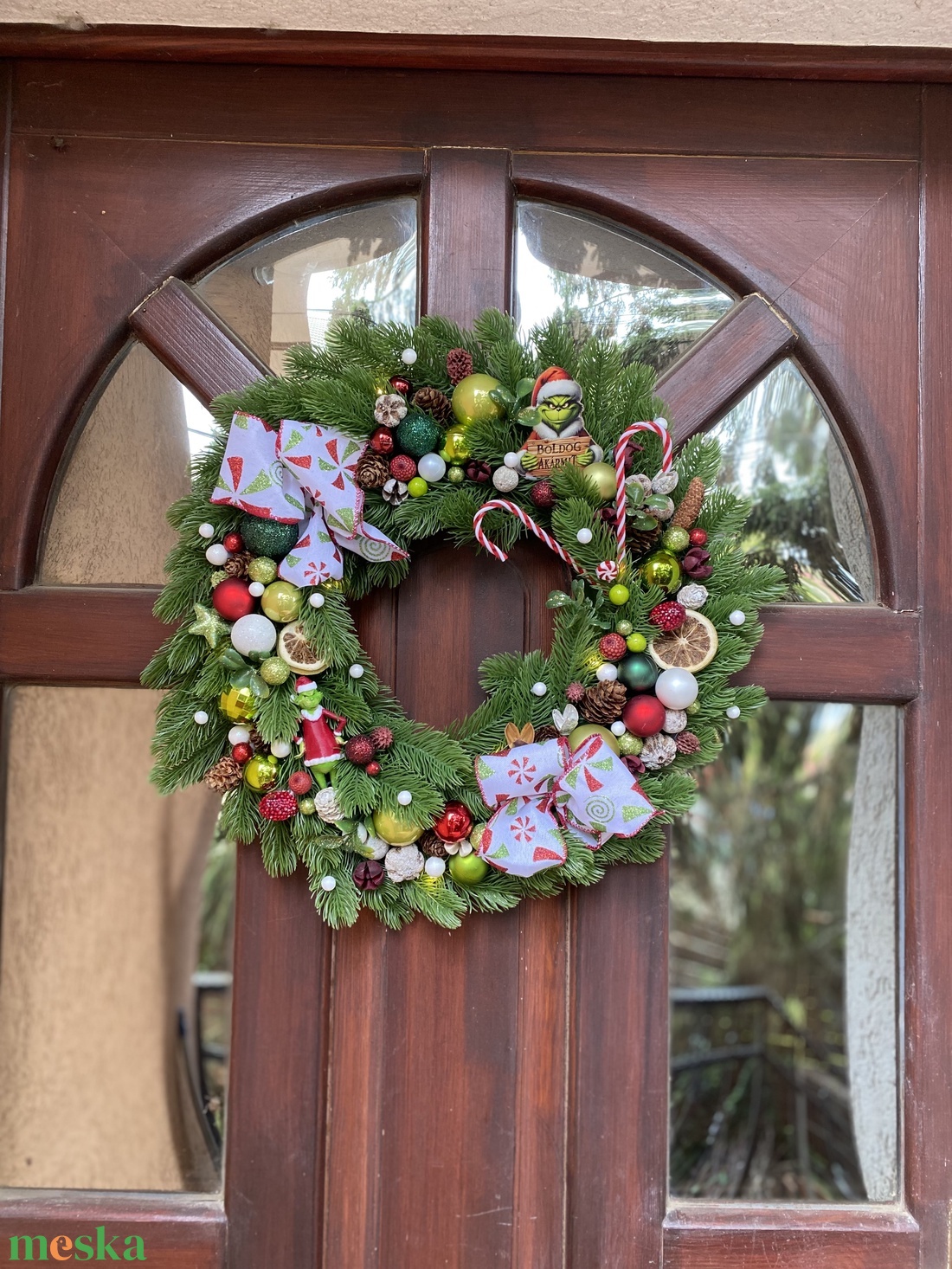 Grincs karácsonyi ajtó disz  - karácsony - karácsonyi lakásdekoráció - karácsonyi ajtódíszek - Meska.hu
