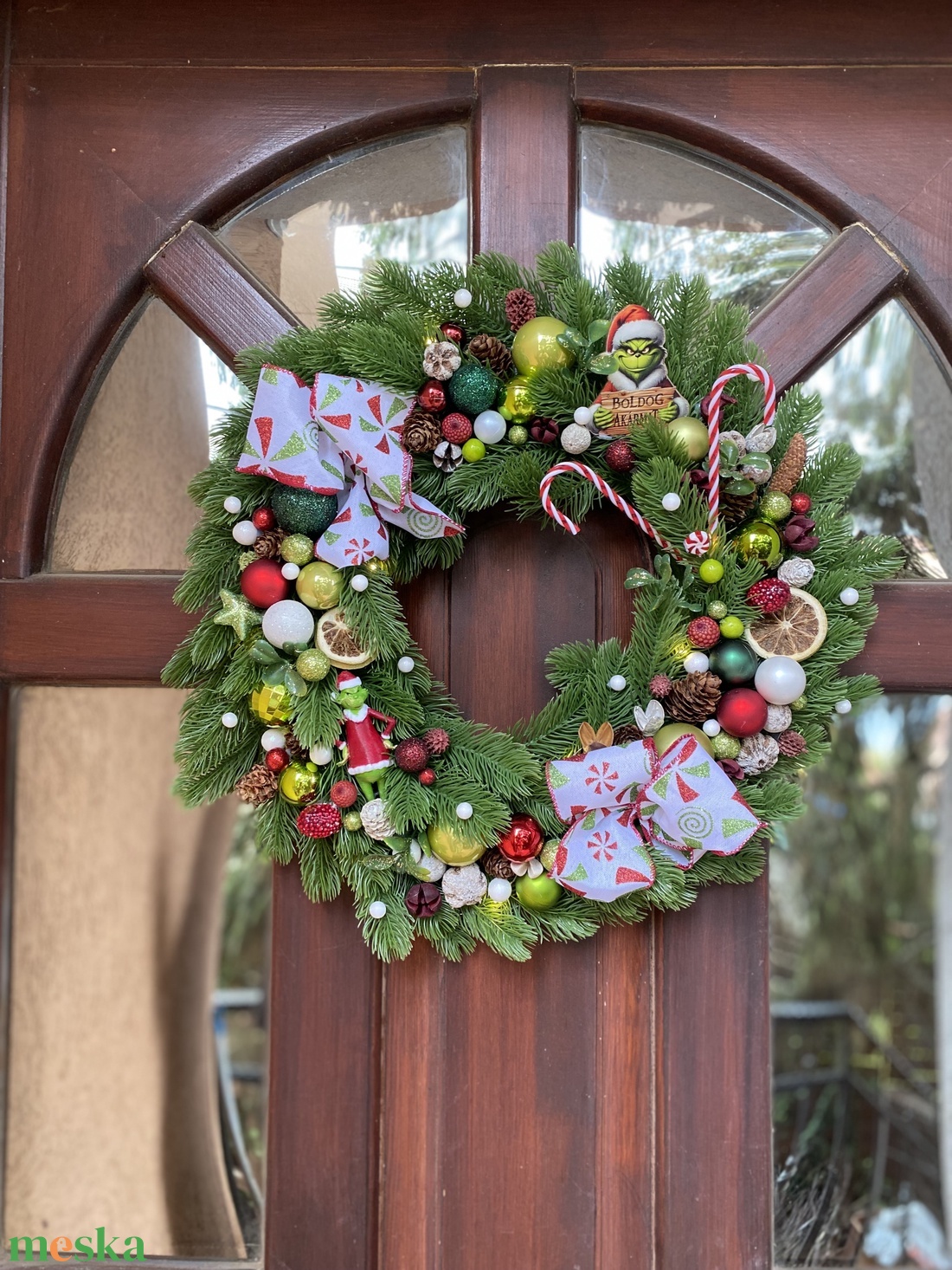  Grincs karácsonyi ajtó disz  - karácsony - karácsonyi lakásdekoráció - karácsonyi ajtódíszek - Meska.hu