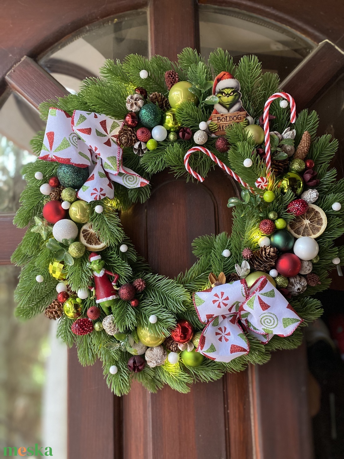  Grincs karácsonyi ajtó disz  - karácsony - karácsonyi lakásdekoráció - karácsonyi ajtódíszek - Meska.hu