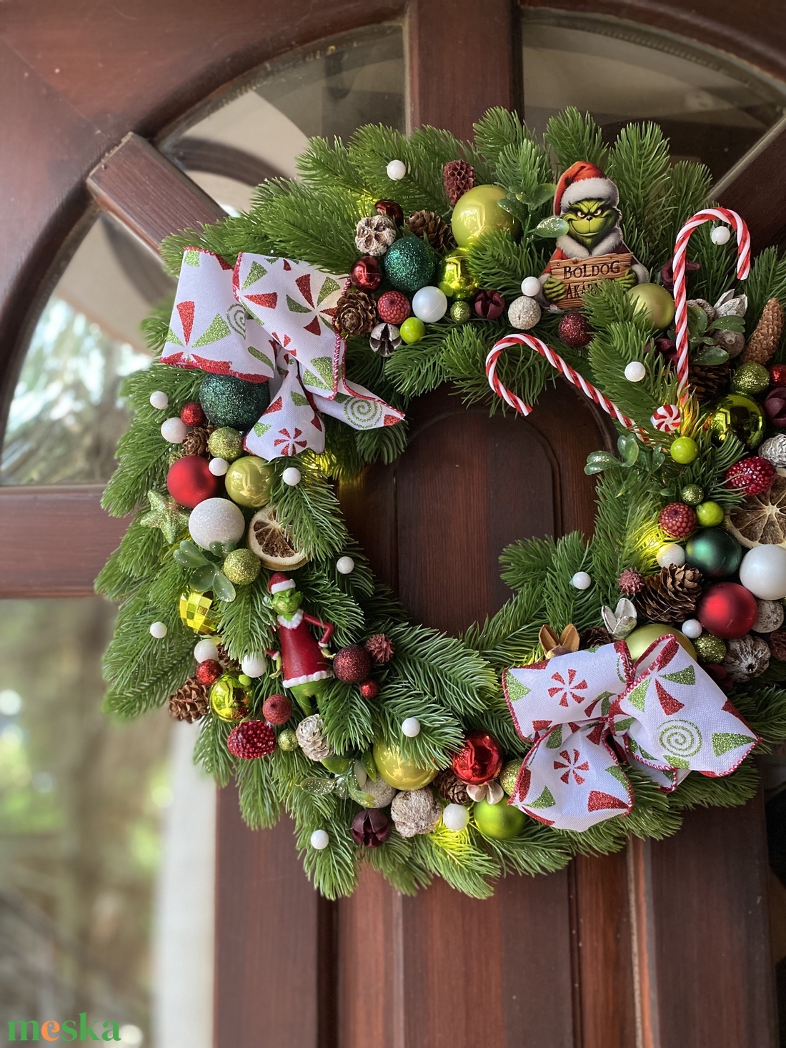  Grincs karácsonyi ajtó disz  - karácsony - karácsonyi lakásdekoráció - karácsonyi ajtódíszek - Meska.hu