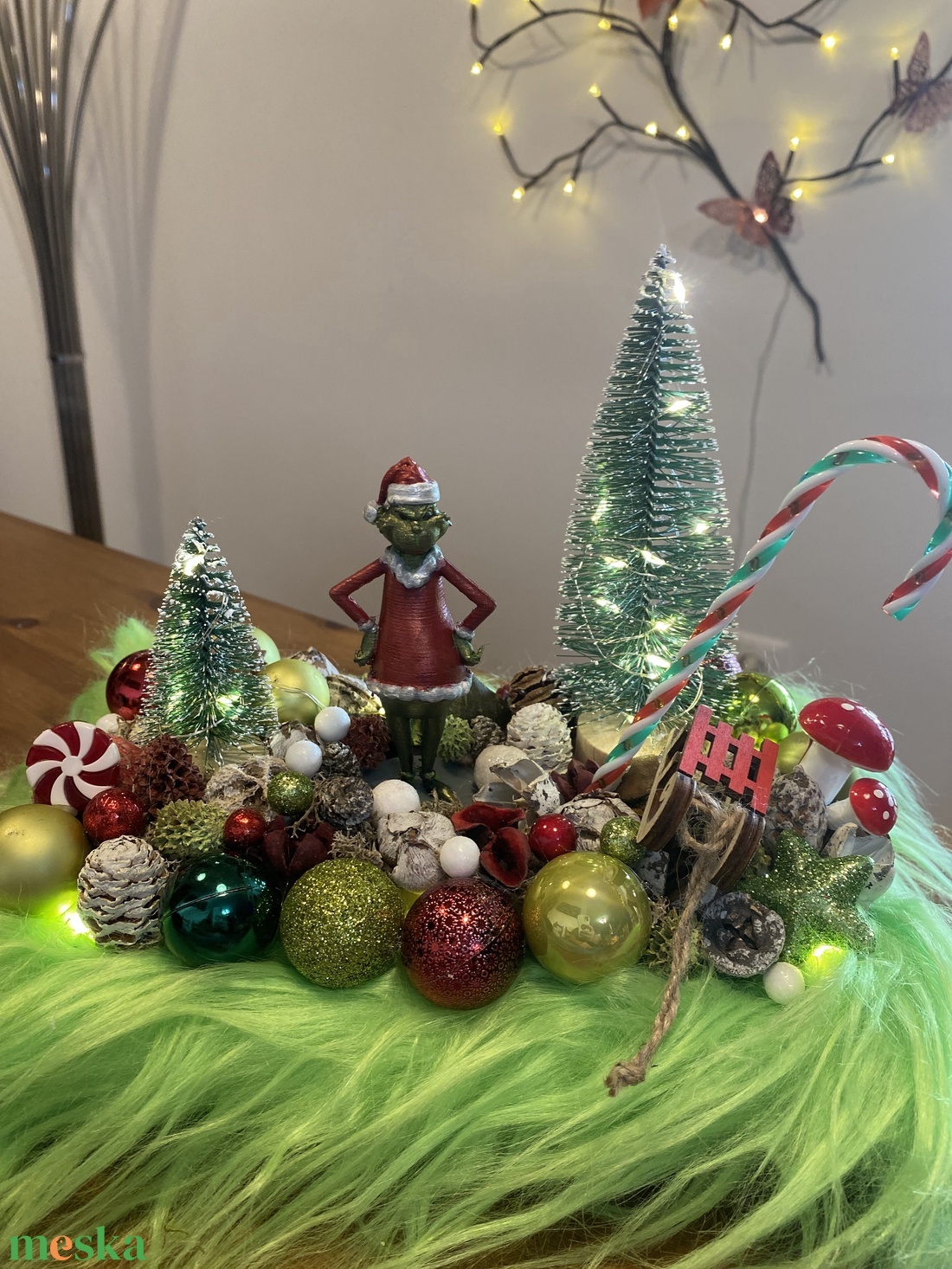 Grincs karácsonyi asztal disz  - karácsony - karácsonyi lakásdekoráció - karácsonyi lakásdíszek - Meska.hu
