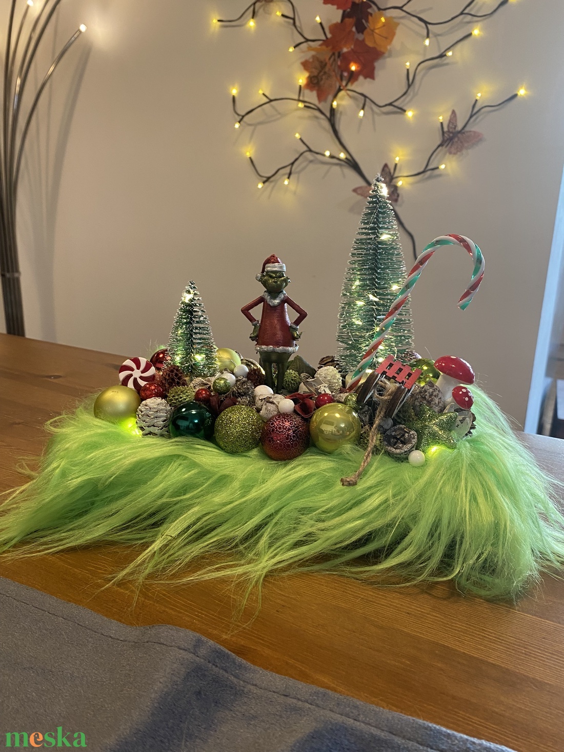 Grincs karácsonyi asztal disz  - karácsony - karácsonyi lakásdekoráció - karácsonyi lakásdíszek - Meska.hu