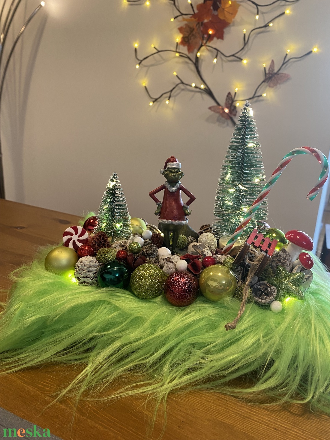 Grincs karácsonyi asztal disz  - karácsony - karácsonyi lakásdekoráció - karácsonyi lakásdíszek - Meska.hu