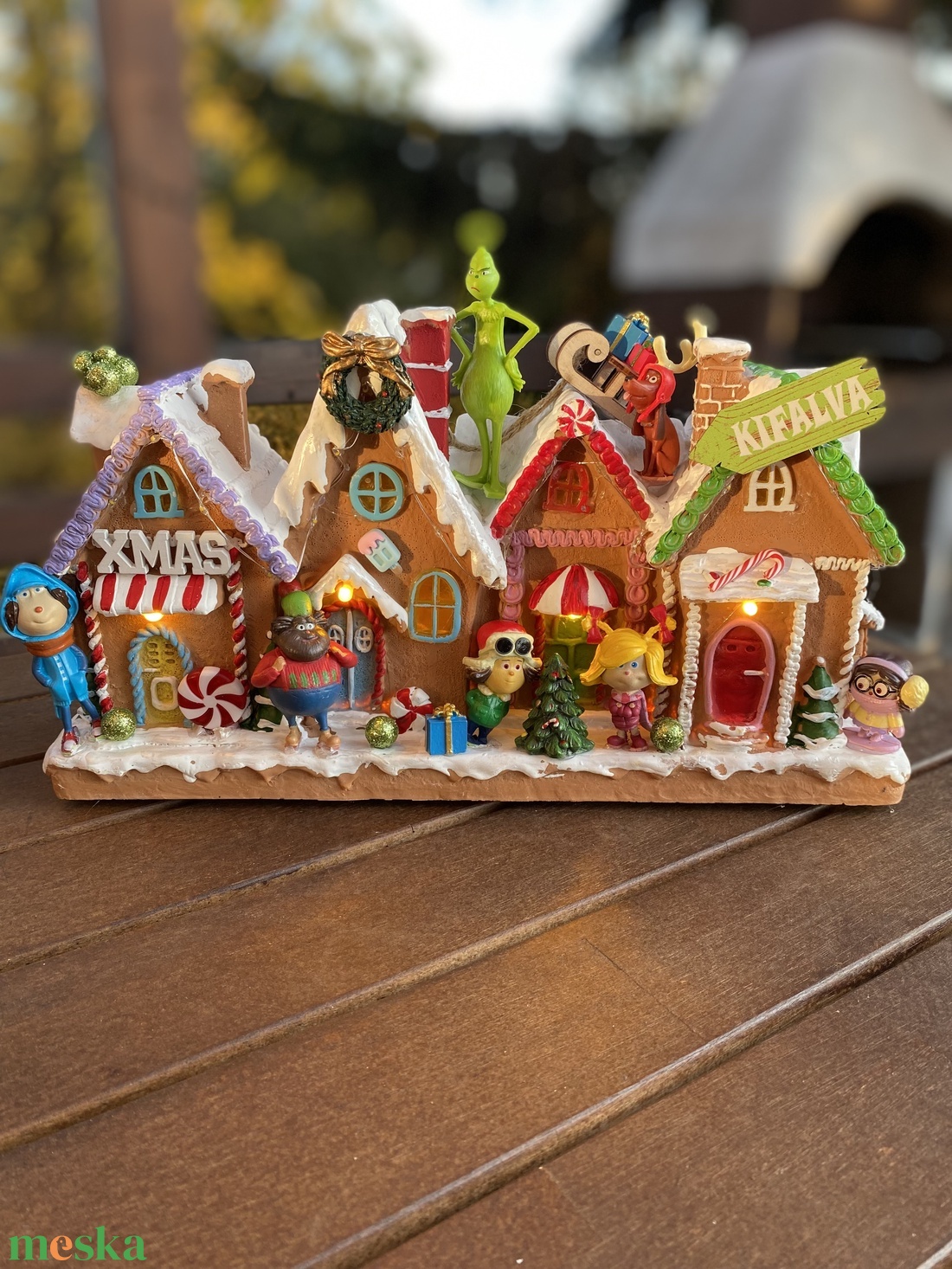  Grincs karácsonyi  asztal disz Kifalva  - karácsony - karácsonyi lakásdekoráció - karácsonyi ajtódíszek - Meska.hu