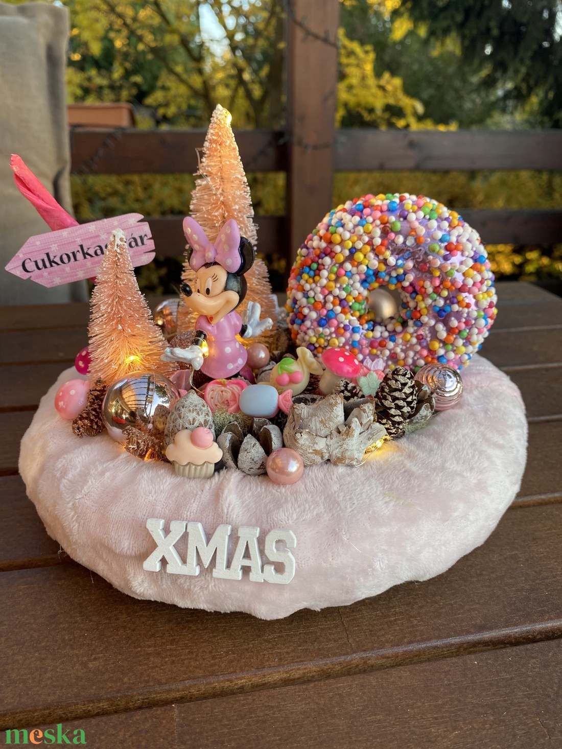  Disney Minnie karácsonyi asztal disz  - karácsony - karácsonyi lakásdekoráció - karácsonyi ajtódíszek - Meska.hu