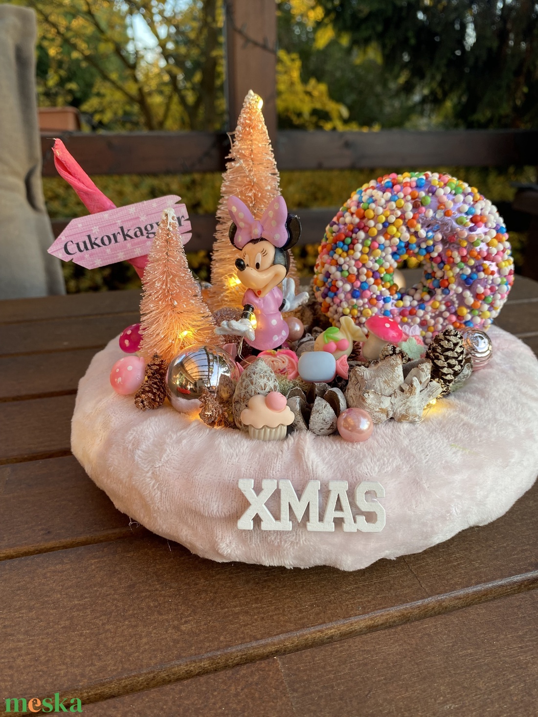  Disney Minnie karácsonyi asztal disz  - karácsony - karácsonyi lakásdekoráció - karácsonyi ajtódíszek - Meska.hu