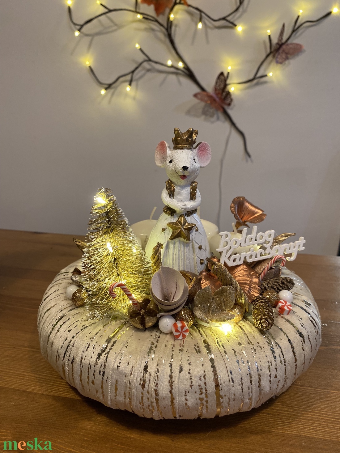 Karácsonyi advent   asztal disz  - karácsony - adventi díszek - adventi asztaldísz - Meska.hu