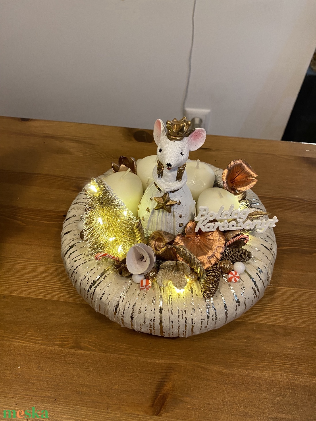 Karácsonyi advent   asztal disz  - karácsony - adventi díszek - adventi asztaldísz - Meska.hu