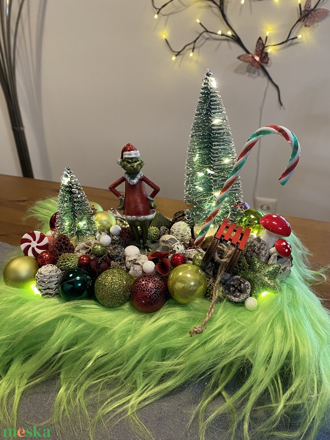 Grincs karácsonyi asztal disz  - karácsony - karácsonyi lakásdekoráció - karácsonyi lakásdíszek - Meska.hu