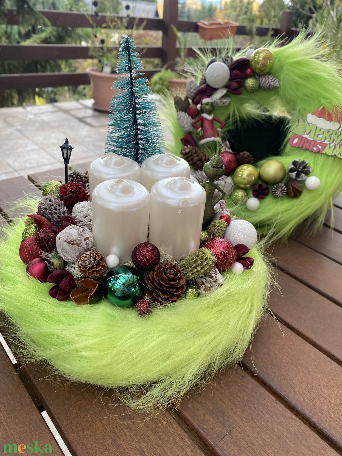 Grincs Karácsony ajtó és advent koszorú  - karácsony - karácsonyi lakásdekoráció - karácsonyfadíszek - Meska.hu