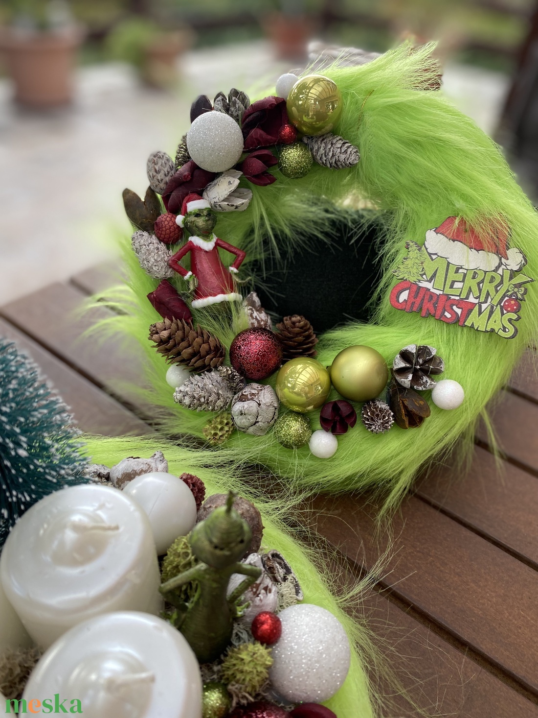 Grincs Karácsony ajtó és advent koszorú  - karácsony - karácsonyi lakásdekoráció - karácsonyfadíszek - Meska.hu