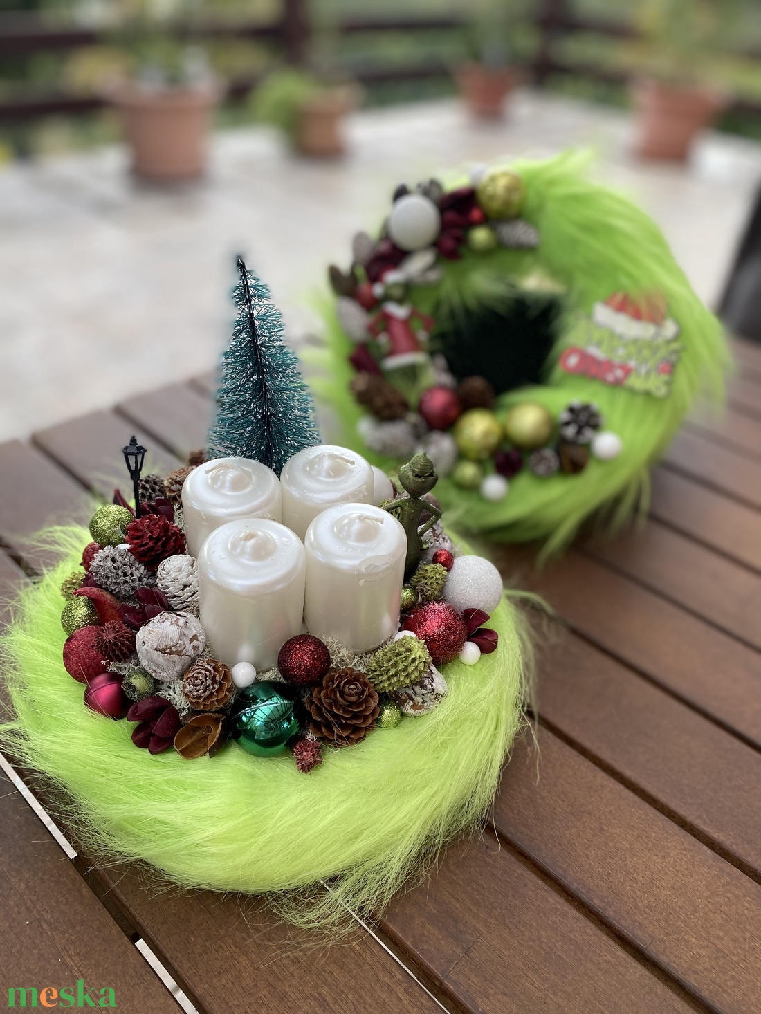 Grincs Karácsony ajtó és advent koszorú  - karácsony - karácsonyi lakásdekoráció - karácsonyfadíszek - Meska.hu