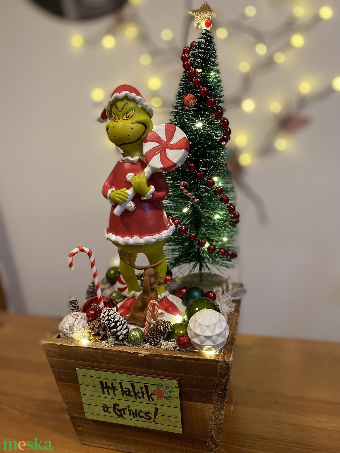Grincs karacsonyi asztal disz  - karácsony - karácsonyi lakásdekoráció - karácsonyi lakásdíszek - Meska.hu