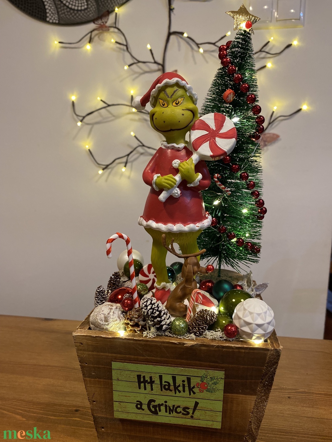 Grincs karacsonyi asztal disz  - karácsony - karácsonyi lakásdekoráció - karácsonyi lakásdíszek - Meska.hu