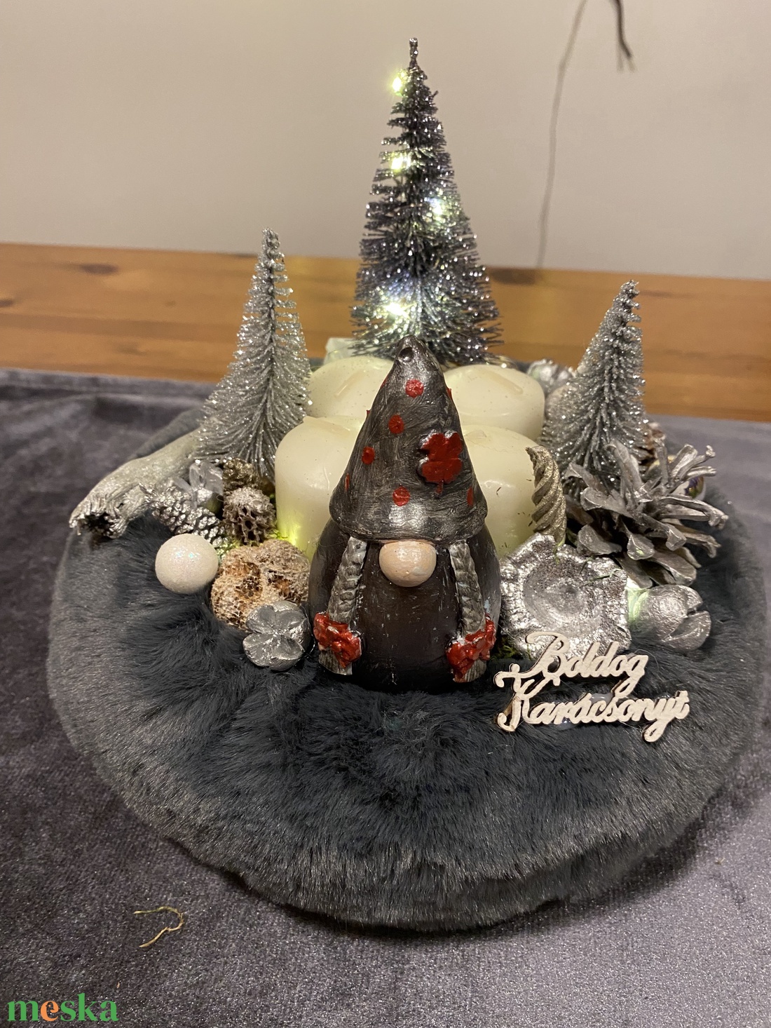 Karacsonyi advent manó asztal disz  - karácsony - adventi díszek - adventi koszorú - Meska.hu