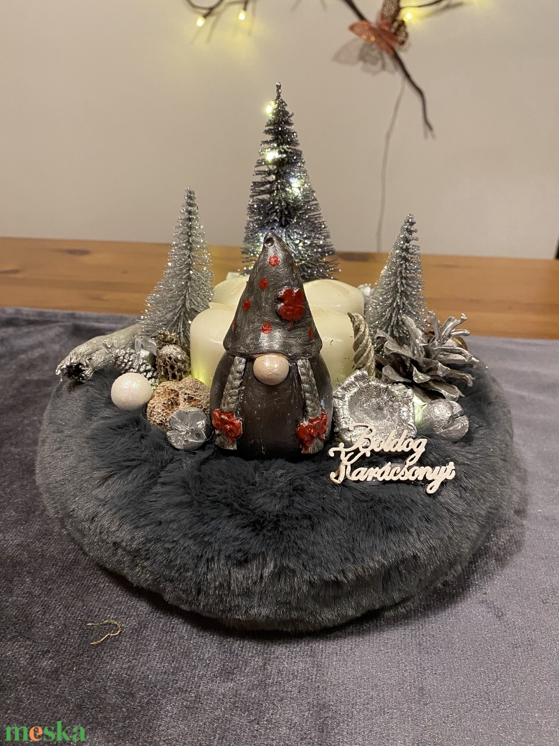 Karacsonyi advent manó asztal disz  - karácsony - adventi díszek - adventi koszorú - Meska.hu