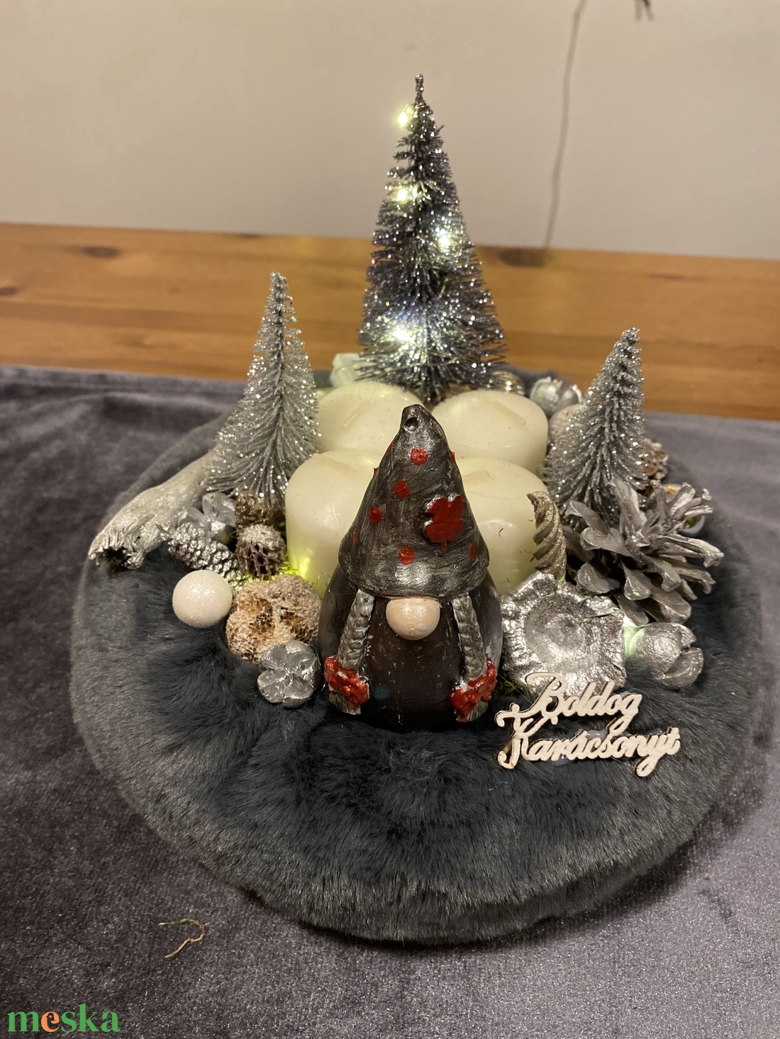 Karacsonyi advent manó asztal disz  - karácsony - adventi díszek - adventi koszorú - Meska.hu