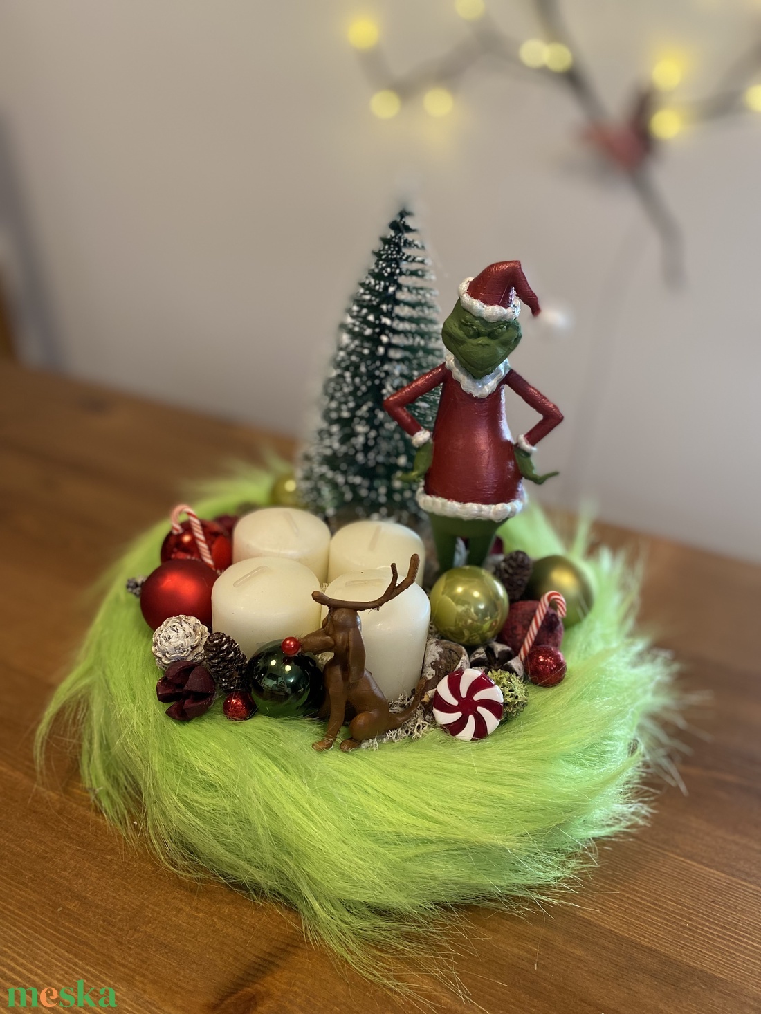 grincs karácsonyi advent asztal disz  - karácsony - adventi díszek - adventi asztaldísz - Meska.hu