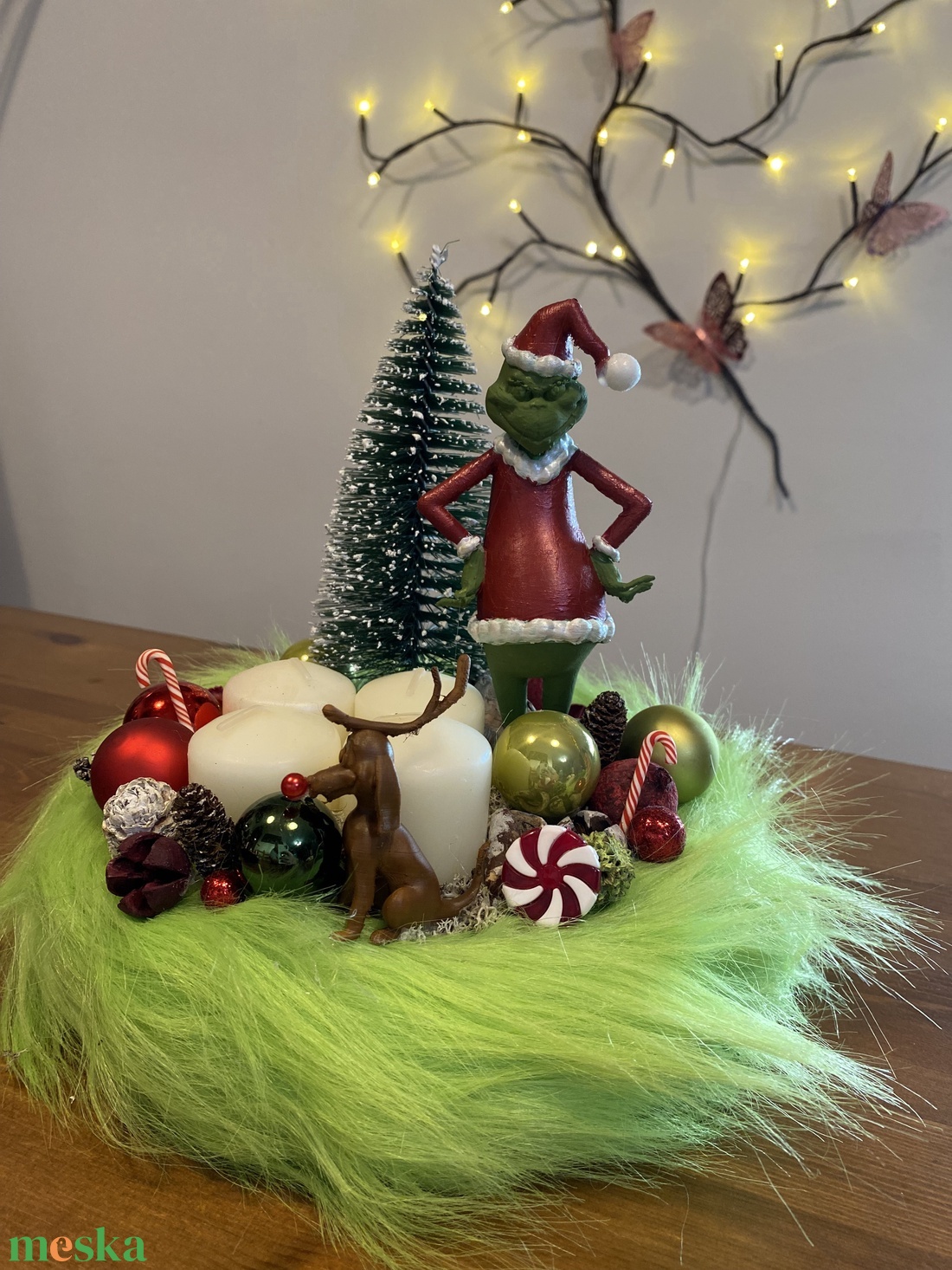 grincs karácsonyi advent asztal disz  - karácsony - adventi díszek - adventi asztaldísz - Meska.hu