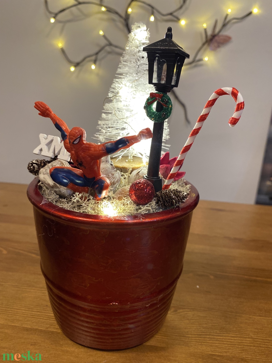 Karácsonyi Pókember  asztal disz  - karácsony - karácsonyi lakásdekoráció - ünnepi asztaldekoráció - Meska.hu