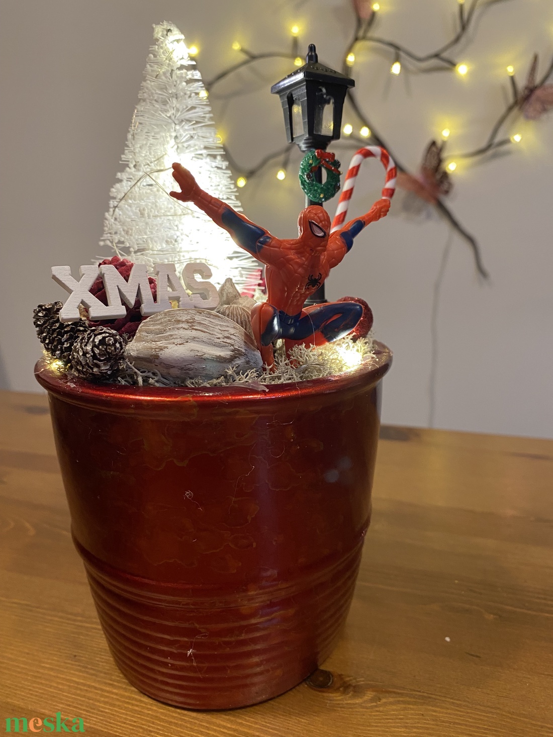Karácsonyi Pókember  asztal disz  - karácsony - karácsonyi lakásdekoráció - ünnepi asztaldekoráció - Meska.hu