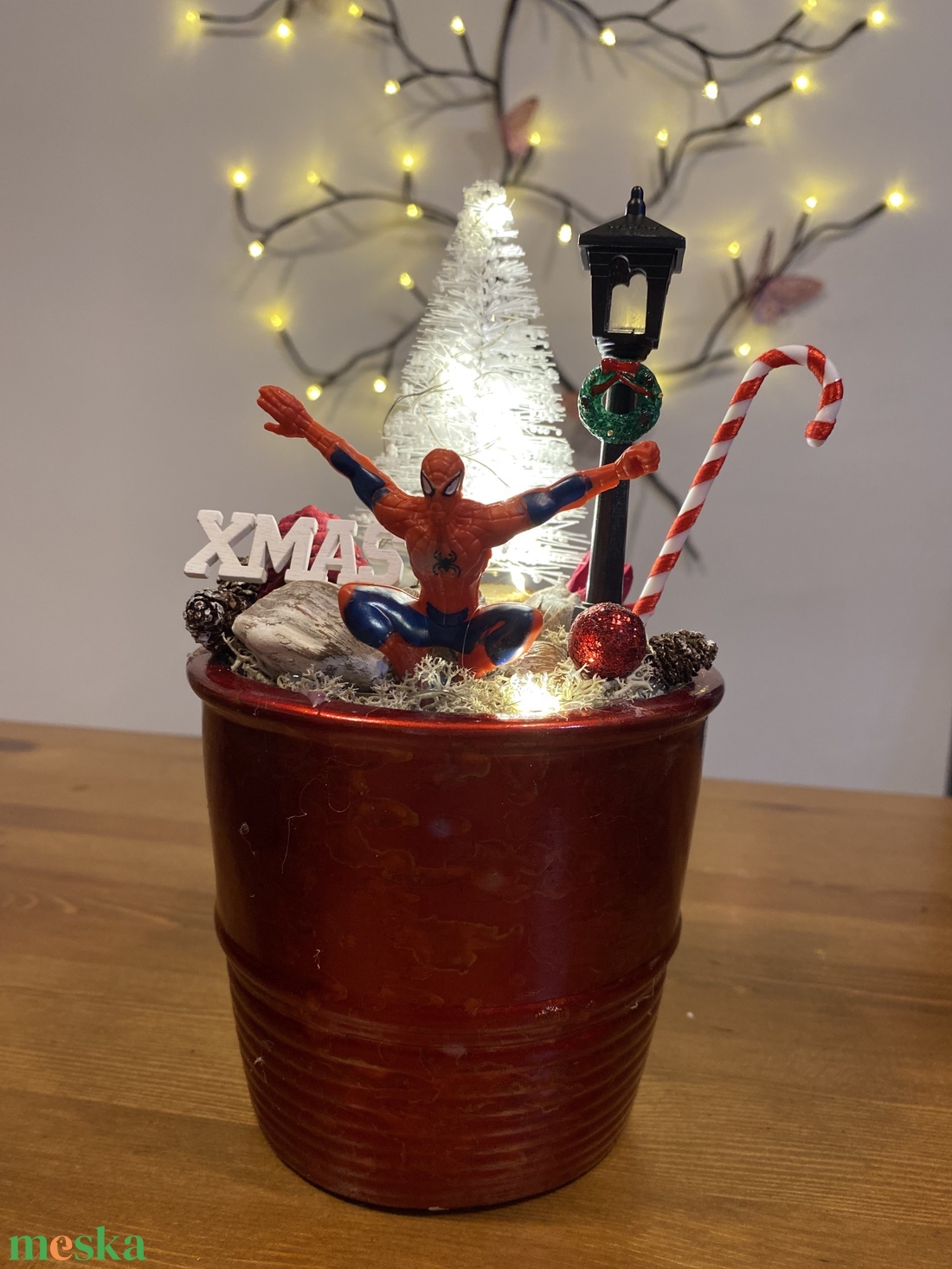 Karácsonyi Pókember  asztal disz  - karácsony - karácsonyi lakásdekoráció - ünnepi asztaldekoráció - Meska.hu