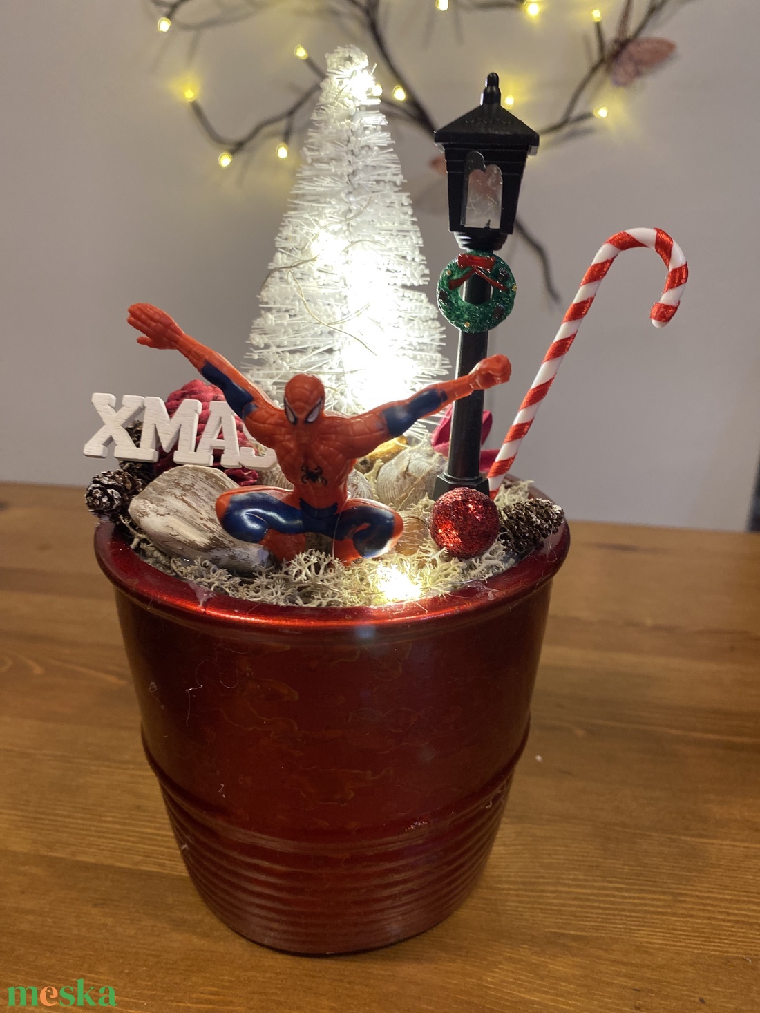 Karácsonyi Pókember  asztal disz  - karácsony - karácsonyi lakásdekoráció - ünnepi asztaldekoráció - Meska.hu