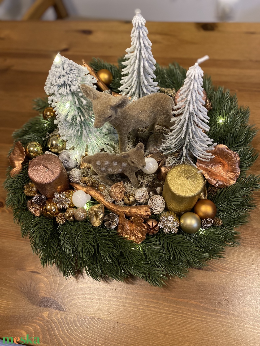 karácsonyi advent koszorú asztal disz  - karácsony - adventi díszek - adventi asztaldísz - Meska.hu