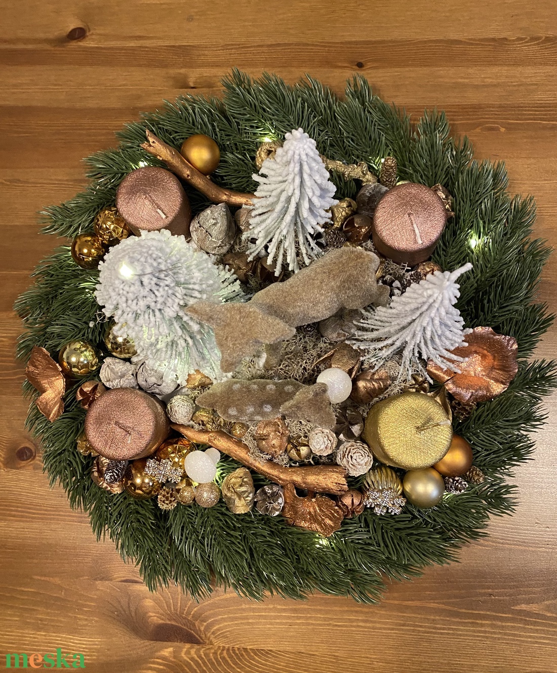 karácsonyi advent koszorú asztal disz  - karácsony - adventi díszek - adventi asztaldísz - Meska.hu
