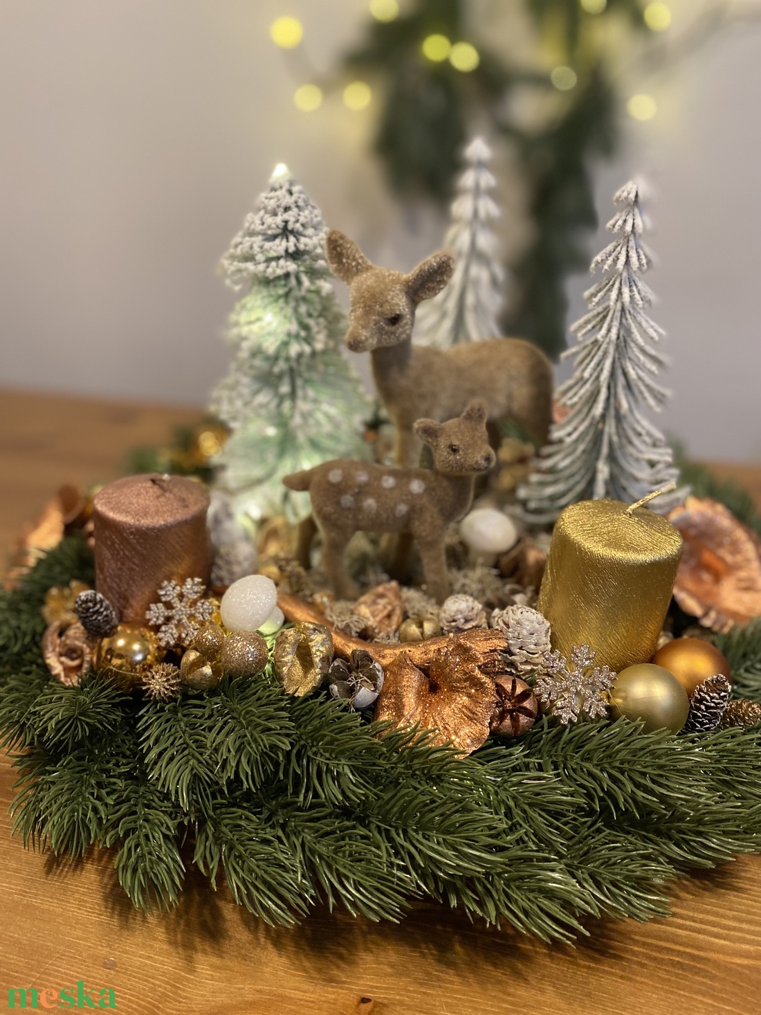 karácsonyi advent koszorú asztal disz  - karácsony - adventi díszek - adventi asztaldísz - Meska.hu