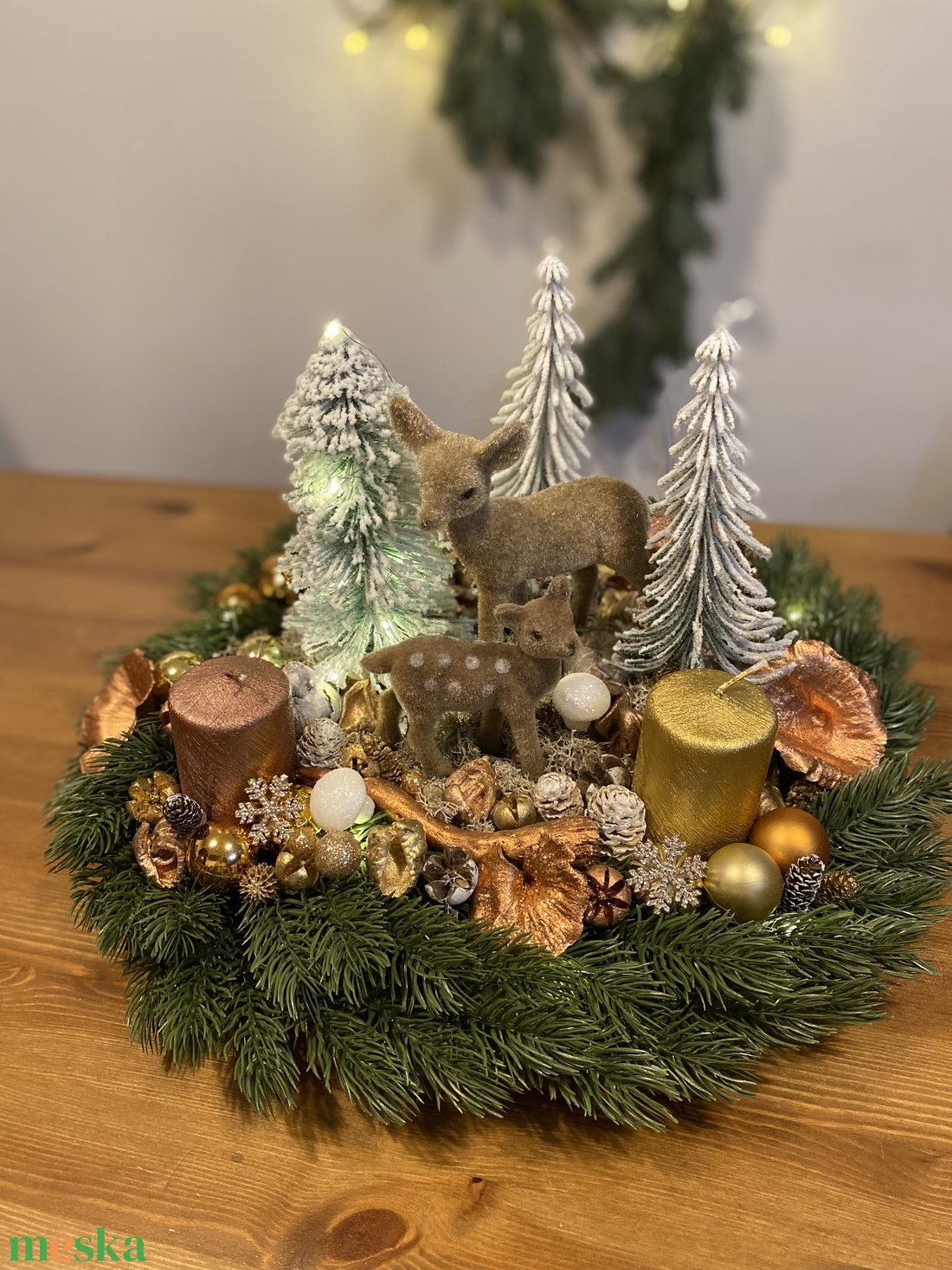 karácsonyi advent koszorú asztal disz  - karácsony - adventi díszek - adventi asztaldísz - Meska.hu