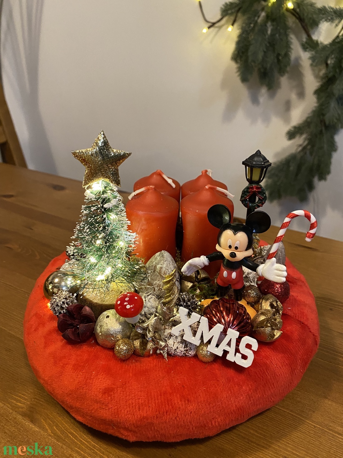 Disney Mickey  karácsonyi advent  asztal disz  - karácsony - karácsonyi lakásdekoráció - karácsonyfadíszek - Meska.hu