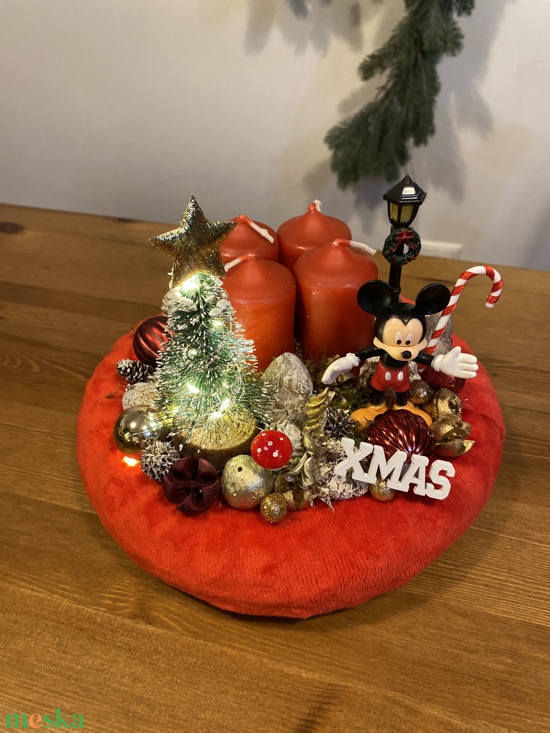 Disney Mickey  karácsonyi advent  asztal disz  - karácsony - karácsonyi lakásdekoráció - karácsonyfadíszek - Meska.hu