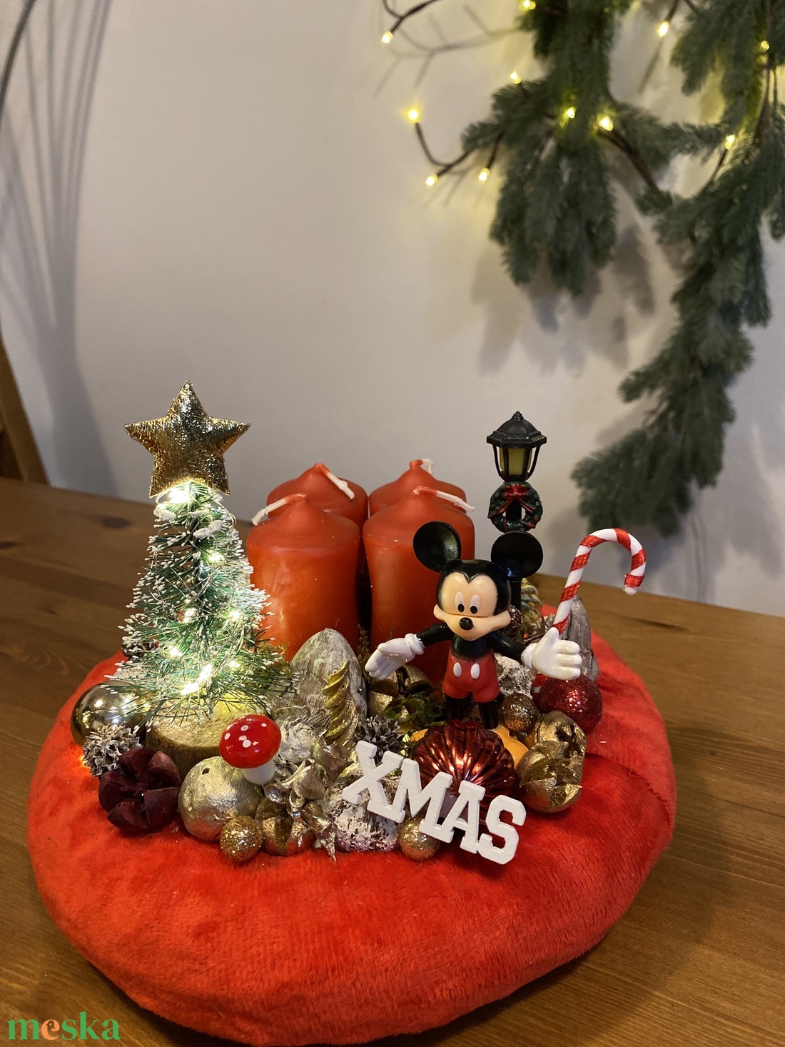 Disney Mickey  karácsonyi advent  asztal disz  - karácsony - karácsonyi lakásdekoráció - karácsonyfadíszek - Meska.hu