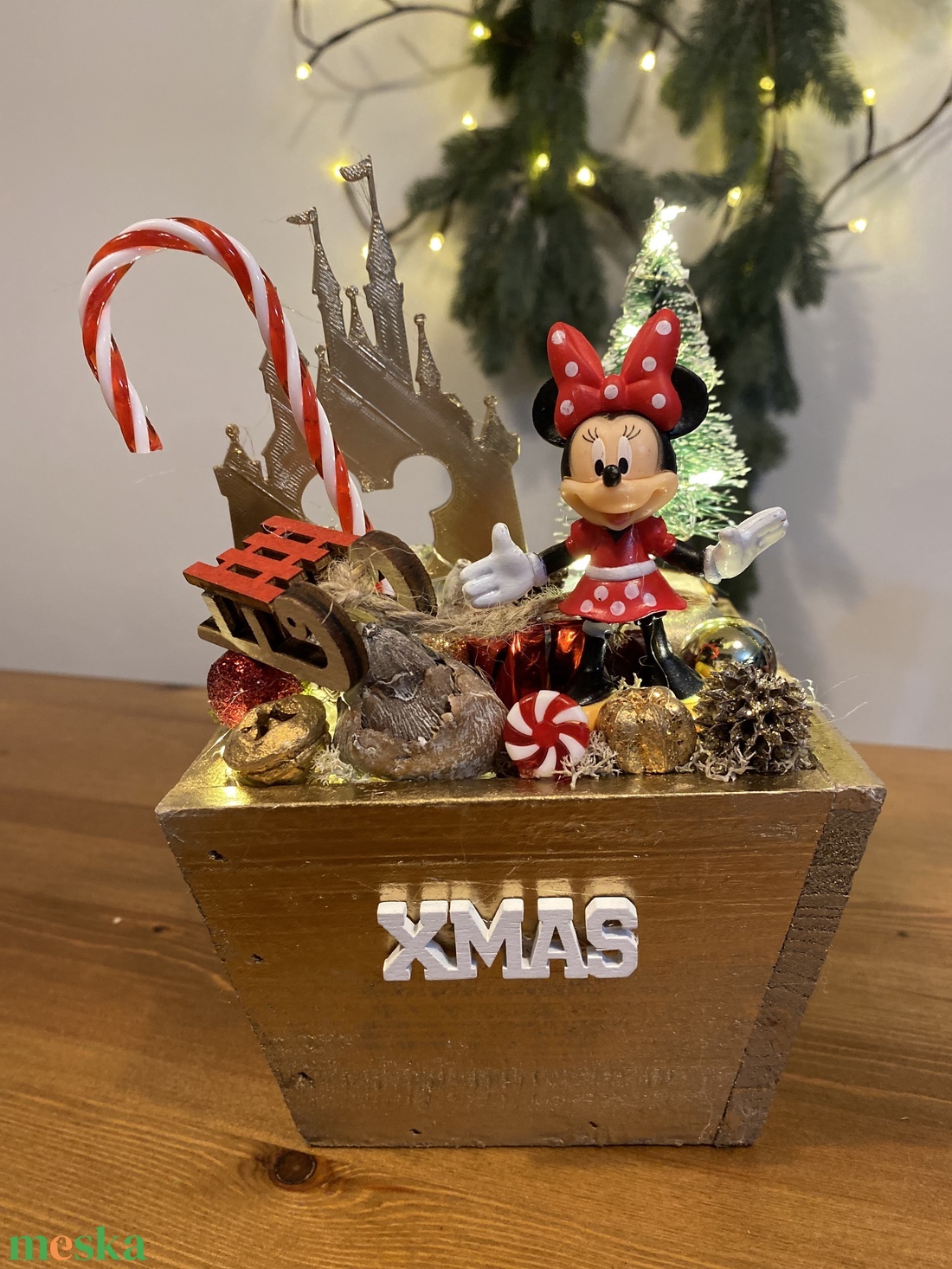 Disney Minnie  karácsonyi asztaldisz - karácsony - adventi díszek - adventi koszorú - Meska.hu