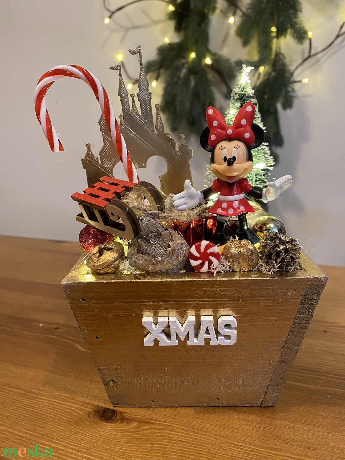 Disney Minnie  karácsonyi asztaldisz - karácsony - adventi díszek - adventi koszorú - Meska.hu