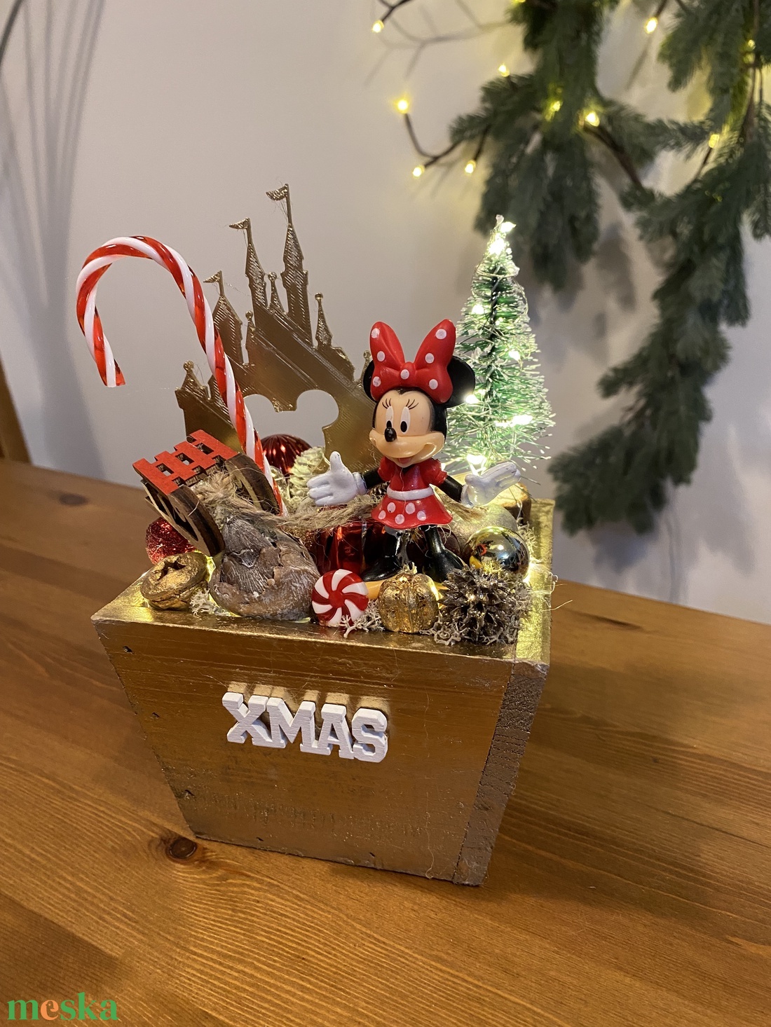 Disney Minnie  karácsonyi asztaldisz - karácsony - adventi díszek - adventi koszorú - Meska.hu