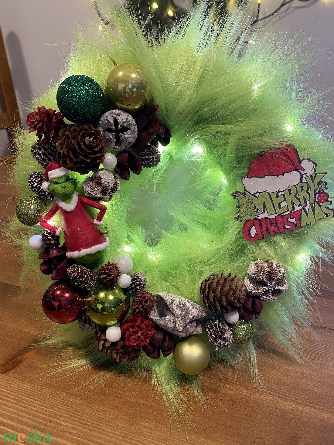 Grincs Karácsony ajtó és advent koszorú  - karácsony - karácsonyi lakásdekoráció - karácsonyfadíszek - Meska.hu