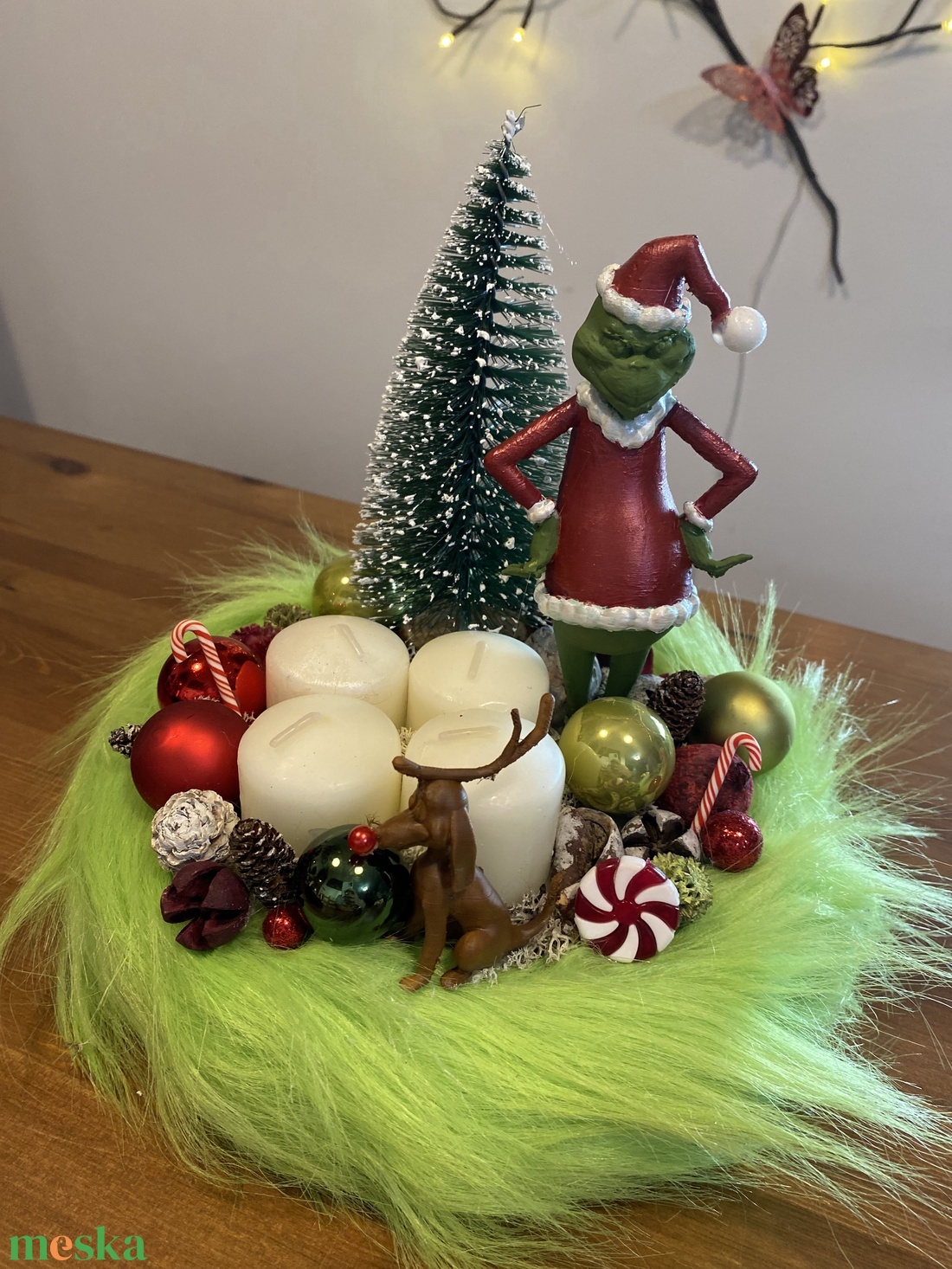 Grincs karácsonyi advent asztal disz  - karácsony - adventi díszek - adventi asztaldísz - Meska.hu