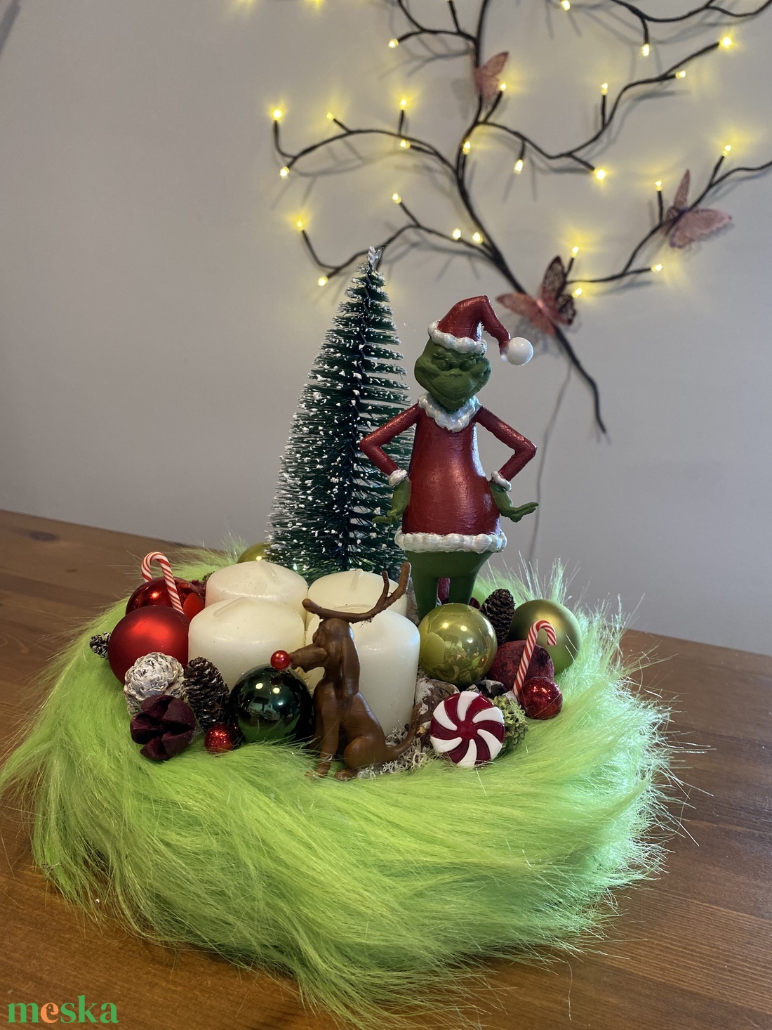 Grincs karácsonyi advent asztal disz  - karácsony - adventi díszek - adventi asztaldísz - Meska.hu