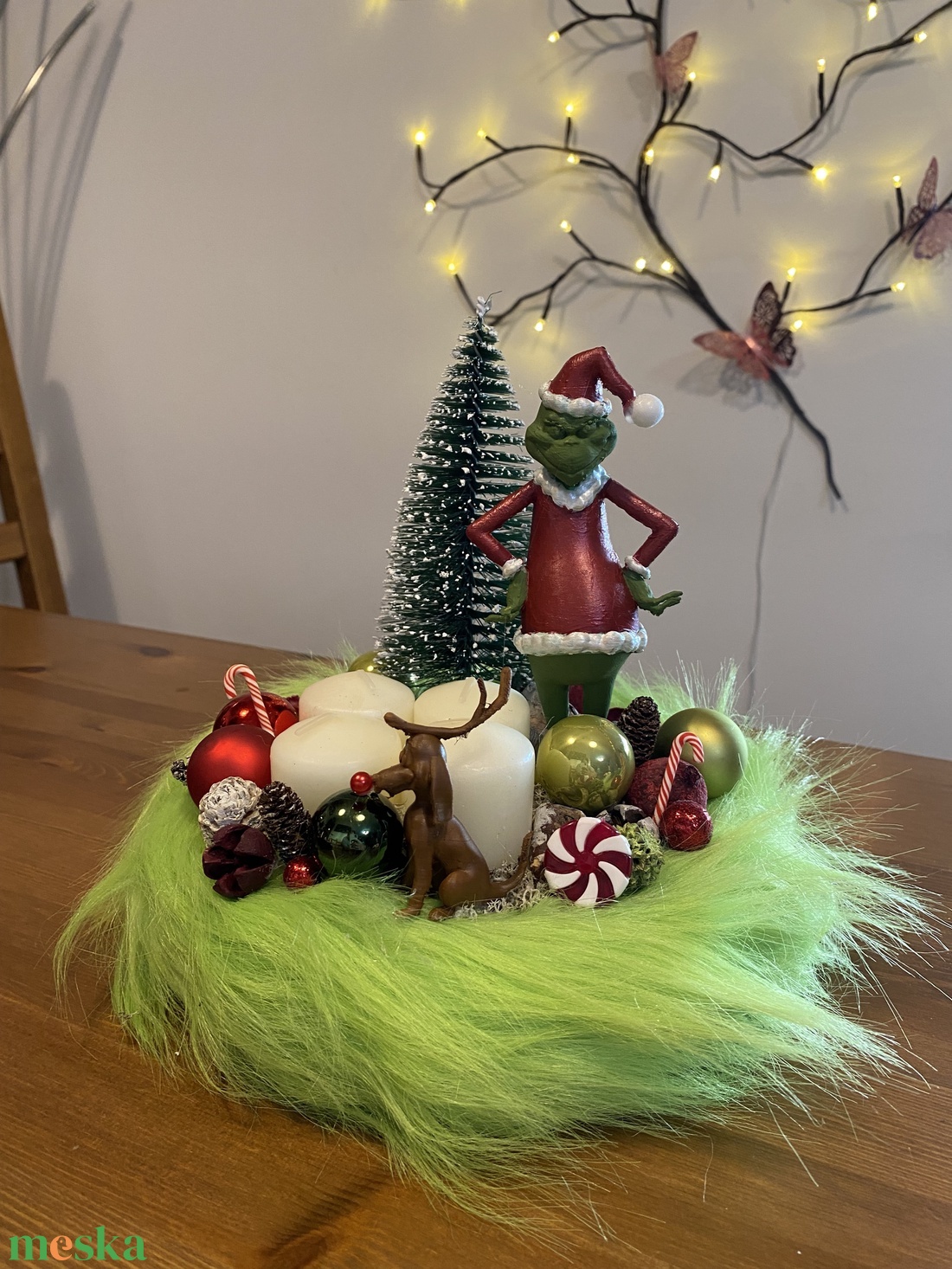 Grincs Karácsonyi advent    asztal dísz  - karácsony - adventi díszek - adventi koszorú - Meska.hu