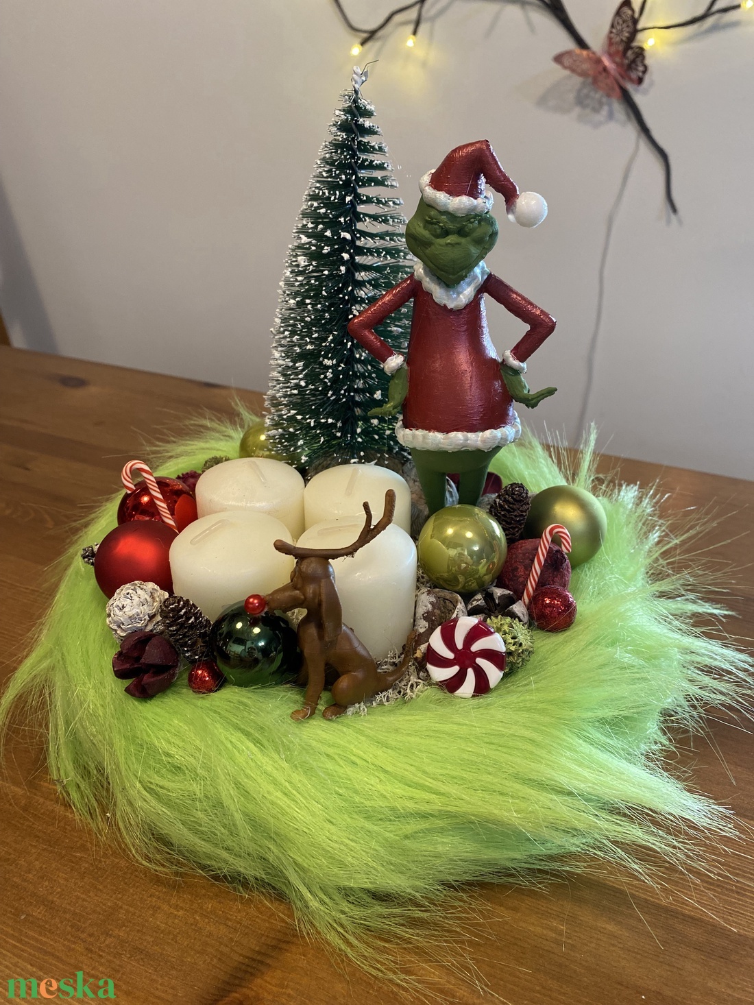Grincs Karácsonyi advent    asztal dísz  - karácsony - adventi díszek - adventi koszorú - Meska.hu