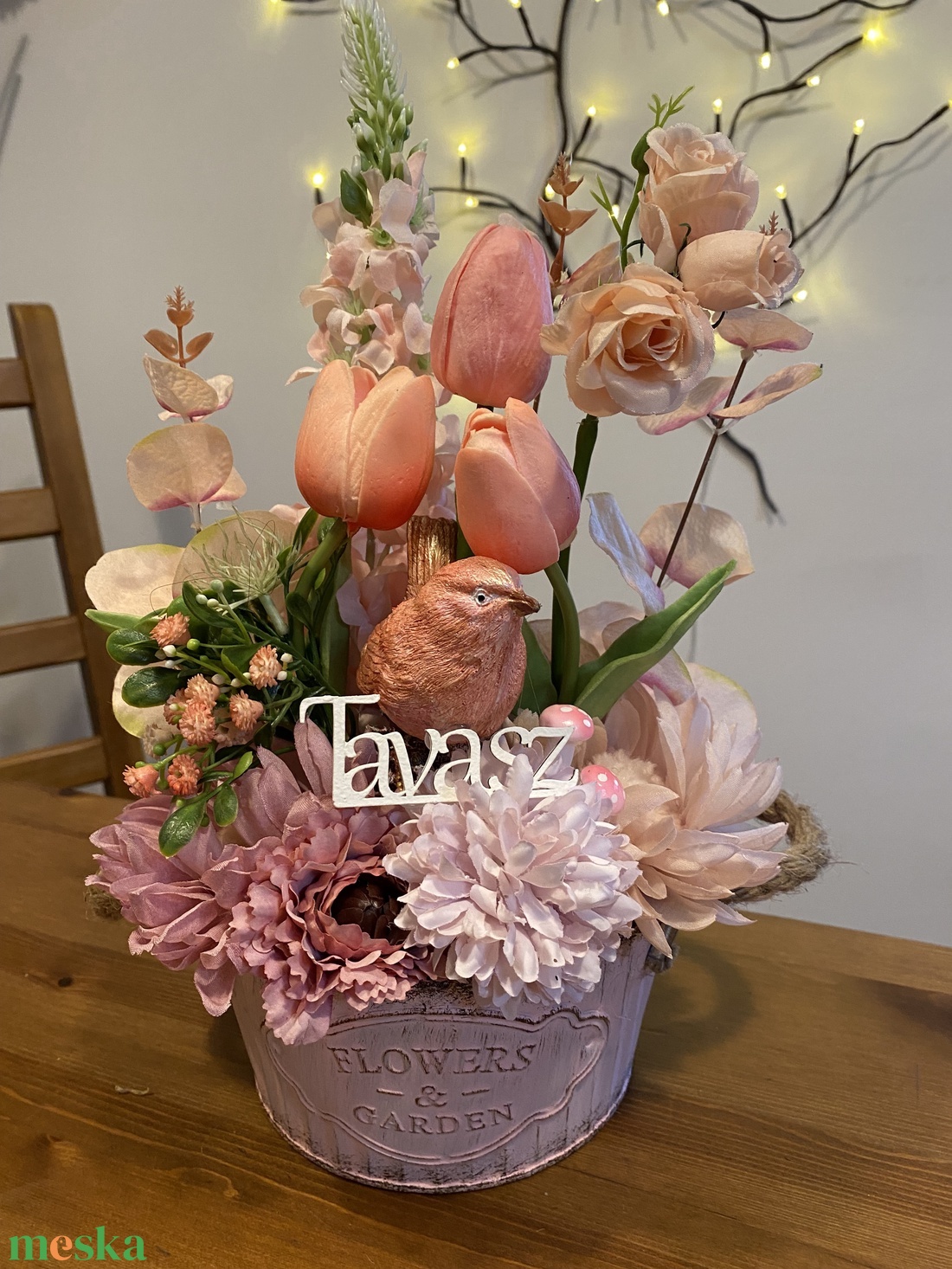 Tavaszi  virágos  asztal disz  - otthon & életmód - dekoráció - asztal és polc dekoráció - dekorációs tál, tartó - Meska.hu