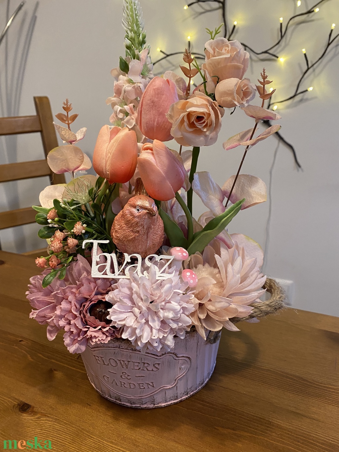 Tavaszi  virágos  asztal disz  - otthon & életmód - dekoráció - asztal és polc dekoráció - dekorációs tál, tartó - Meska.hu